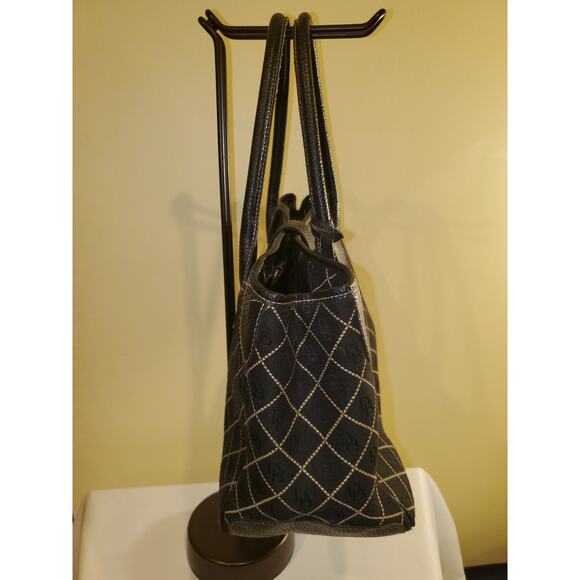 Dooney & Bourke Monogram Logo Canvas Leather Trim Shoulder Tote Bag - Picture 15 of 15